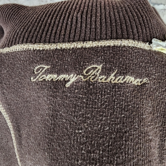 Tommy Bahama 1/4 Zip Pullover Cotton Sweater Cream Size Large - Picture 3 of 12